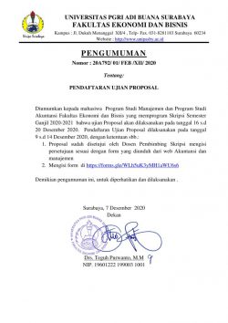 PENGUMUMAN PENDAFTARAN UJIAN PROPOSAL SKRIPSI